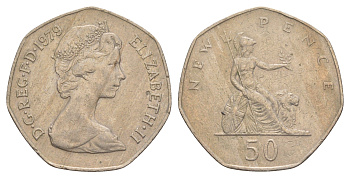 Великобритания 50 пенсов 1979 Елизавета II (1952-2022) KM 913, Spink 4223 медно-никель 4634-621