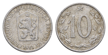 Чехословакия 10 геллеров 1961 KM 49.1 алюминий 201-1127