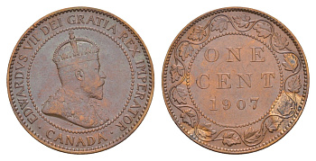 Канада 1 цент 1907 Эдуард VII (1901-1910) KM 8 бронза 1527-842