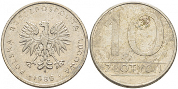 ПОЛЬША 10 ЗЛОТЫХ 1986 MW KM 152.1 медно-никель 213-832