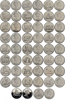 Остров Мэн коллекция из 26 монет по 1 кроне 1988-2014 кошки Мэна (нет 2008) медно-никель UNC M91-21