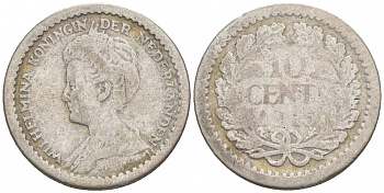 Нидерланды 10 центов 1915 Вильгельмина I (1890-1948) KM 145 серебро 44-1018