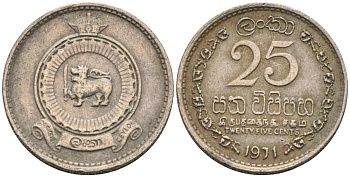 Цейлон 25 центов 1971 KM 131 медно-никель 4567-164