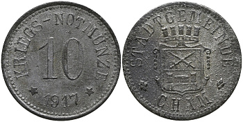 ХАМ 10 ПФЕННИГОВ 1917 НОТГЕЛЬД, РАЙОННЫЕ ДЕНЬГИ, ВОЙНА, ЗЕМЛЯ БАВАРИЯ цинк 4387-1018