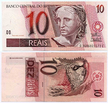 БРАЗИЛИЯ 10 РЕАЛОВ 1997- ПОДПИСЬ 41, СЕРИЯ D3686 Pick 245Аi бумага XF+ 7375-32-3-2