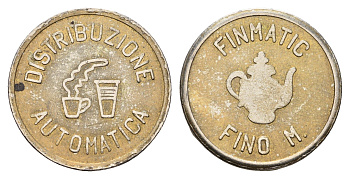 Италия жетон для выдачи напитков - кофе диаметр 23,5 мм, вес 7,6 гр нержавеющая сталь 4670-951