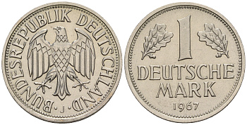 ФРГ 1 марка 1967 J KM 110 60-1223
