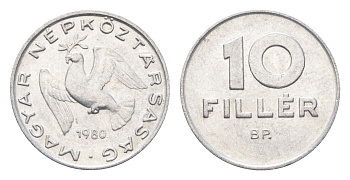 Венгрия 10 филлеров 1980 BP KM 572 алюминий 4665-844