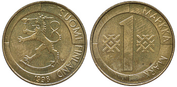 Финляндия 1 марка 1998 M KM 76 алюминиевая бронза UNC 259-513