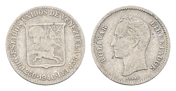 Венесуэла 1/4 боливара 1946 Y 20 серебро 4152-655