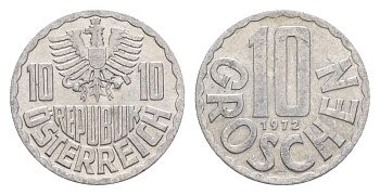 Австрия 10 грошей 1972 KM 2878 алюминий aUNC 4147-222