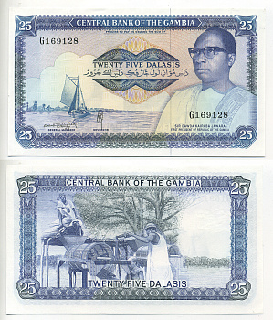 Гамбия 25 даласи ND (1987-1990) Дауда Кайраба Джавара, рыбаки Pick 11 c бумага UNC (пресс) 6278-50-2