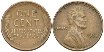 США 1 ЦЕНТ 1953 ЛИНКОЛЬН KM А132 медь цинк 218-968