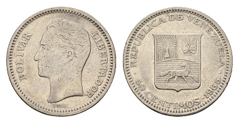 Венесуэла 50 сентимо 1965 Симон Боливар Y 41 никель 4669-625