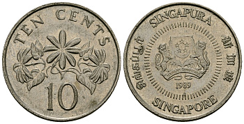 Сингапур 20 центов 1989 KM 52 медно-никель 4173-1249