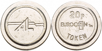 АНГЛИЯ ЖЕТОН ND 20P AL EUROCOIN TOKEN белый металл 4544-1023