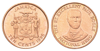 Ямайка 10 центов 1995 KM 146.2 сталь плакированная медью UNC 4617-858