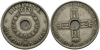 Норвегия 1 крона 1926 Хокон VII (1905 - 1957) KM 385 медно-никель 4582-115