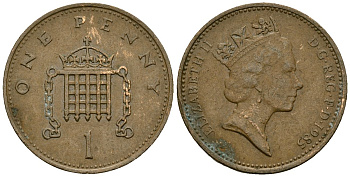 Великобритания 1 пенни 1985 Елизавета II (1952-2022) KM 935, Spink 4381 (B3) бронза 4167-1226