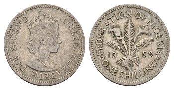 Нигерия 1 шиллинг 1959 KM 5 медно-никель 4673-1253