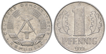 ГДР 1 пфенниг 1975 А KM 8.1 алюминий 4615-1244