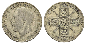 Великобритания 1 флорин = 2 шиллинга 1921 Георг V (1910-1936) KM 817a, Spink 4022 серебро 60-1037