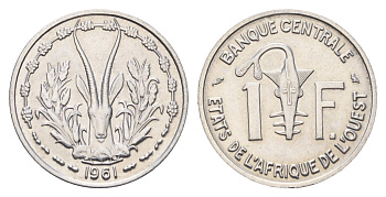 Западная Африка (BCEAO) 1 франк 1961 KM 3.1 алюминий UNC 4671-146