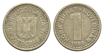 Югославия 1 динар 1999 KM 168 медь цинк никель 4647-1267