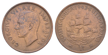 ЮАР 1 пенни 1942 Георг VI (1936-1952) KM 25 бронза 4645-842