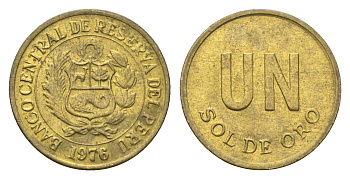 Перу 1 соль 1976 KM 266.1 латунь 4664-458