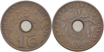 Нидерландская Восточная Индия 1 цент 1936 KM 317 бронза 31-1042