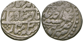 Индия, Джайпур (Jaipur) 1/2 рупии 1872 год 37, королева Виктория и Рам Сингх (1857-1880) KM 115 (Y5) серебро 1530-143