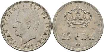 Испания 25 песет 1975 (80) Хуан Карлос I (1975-2014) KM 808 медно-никель 67-924