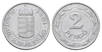 Венгрия 2 пенге 1941 BP KM 522 алюминий 83-1332