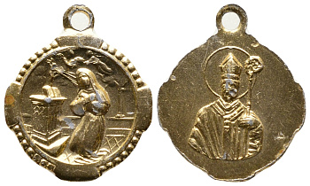 ЕВРОПА КУЛОН С УШКОМ ND КАТОЛИЧЕСКИЙ, ДЕВА МАРИЯ желтый металл 4364-4423