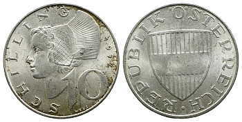 Австрия 10 шиллингов 1972 KM 2882 серебро 4384-236