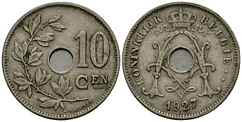 Бельгия 10 сантимов 1927 Belgie KM 86 медно-никель 4171-1212