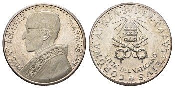 Ватикан медаль в честь избрание папой римским Пия XII ND (1958) Пий XII, Папский Престол, диаметр 35 мм, вес 16,1 гр бронза плакированная серебро 4677-724