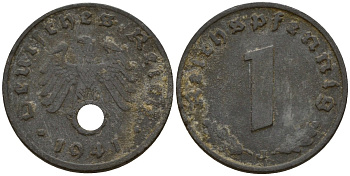 Германия 1 рейхспфенниг 1940 J KM 97, J. 369 цинк 4154-929