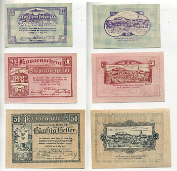Австрия набор из 3 банкнот 1920 1 мая 1920, нотгельд, 10, 20, 50 геллеров, WEITRACH   бумага  aUNC  7555-6-1-2