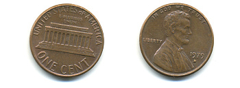 США 1 ЦЕНТ 1979 D ЛИНКОЛЬН KM 201 медь цинк 179-344