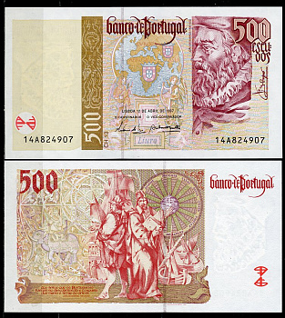 Португалия 500 эскудо 1997 Жуан де Барруш Pick 187 a (1)  бумага  UNC (пресс) 6294-76-2-2