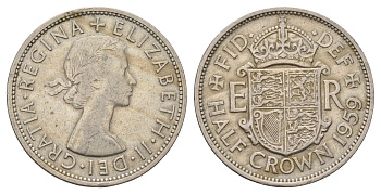 Великобритания 1/2 кроны 1959 Елизавета II (1952-2022) KM 907, Spink 4145 медно-никель 79-113