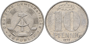 ГДР 10 пфеннигов 1972 A KM 10 алюминий 68-815