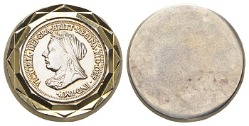 Великобритания медальон с королевой Викторией XIX век с отверстием для цепочки, диаметр 24,5 мм, вес 15,2 11-014-13