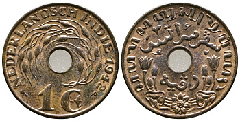 Нидерландская Восточная Индия 1 цент 1942 Р KM 317 бронза 93-1451