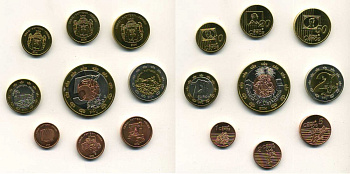 Лихтенштейн евронабор из 9 монет (с 5 евро) 2004 в оригинальной коробке, с сертификатом, PROBA, пробники    PROOF  5-4-6-11