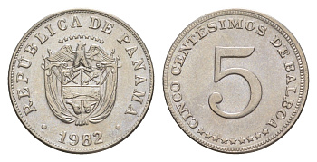 Панама 5 сентесимо 1982 KM 23.2 медно-никель UNC 4643-1256