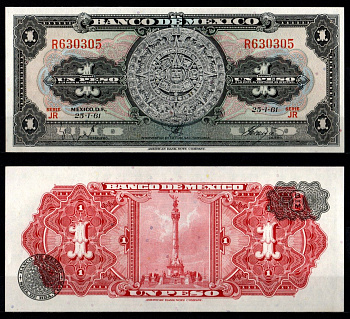 Мексика 1 песо 1961 Pick 59 g бумага aUNC 7198-14-3-1