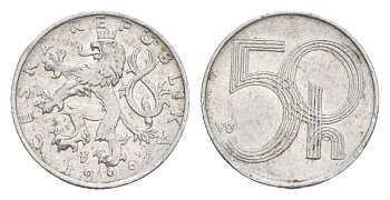 Чехия 50 геллеров 1999 KM 3 алюминий 4381-951